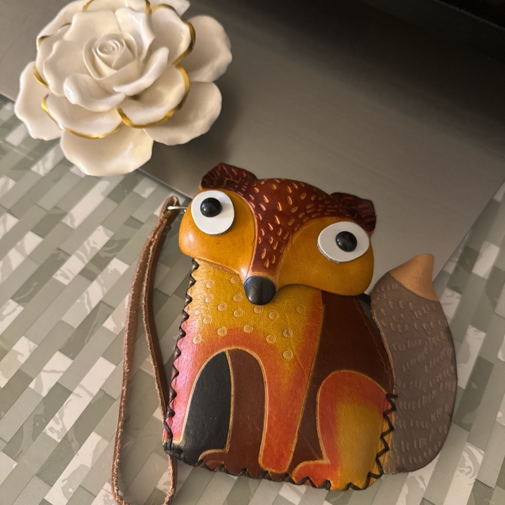 Colorful Fox Leather Coin Purse
